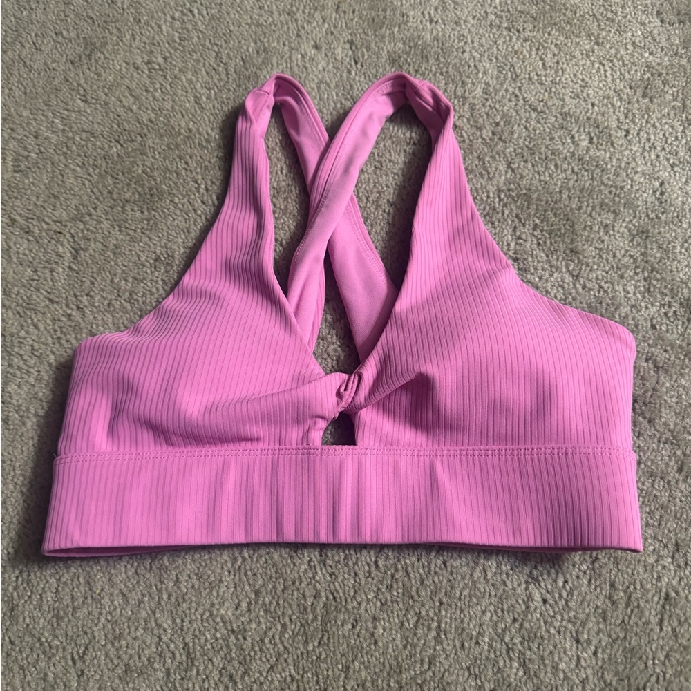 Fabletics Pink Ribbed Sports Bra